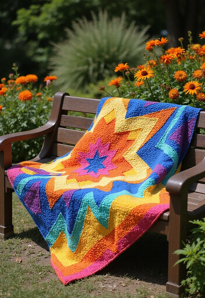 25 6 Day Star Blanket Crochet Projects to Brighten Your Home - 15. Festival of Colors Star Blanket