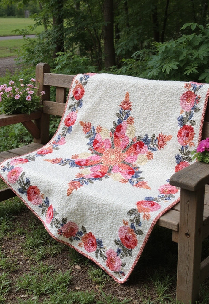 25 6 Day Star Blanket Crochet Projects to Brighten Your Home - 9. Cheerful Floral Star Blanket