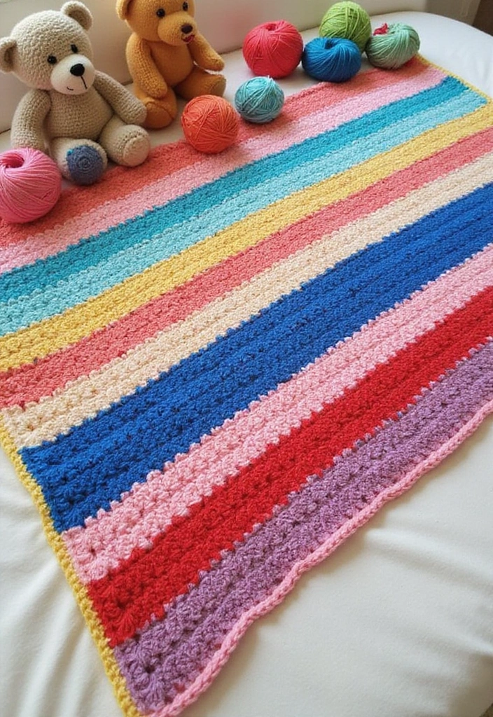 25 Adorable and Easy Crochet Baby Blanket Free Pattern Inspirations - 1. Simple Striped Delight