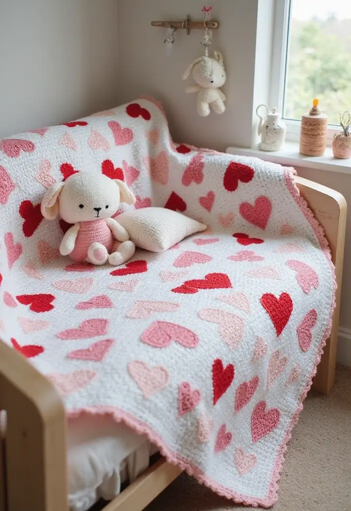 25 Adorable and Easy Crochet Baby Blanket Free Pattern Inspirations - 13. Heartfelt Design