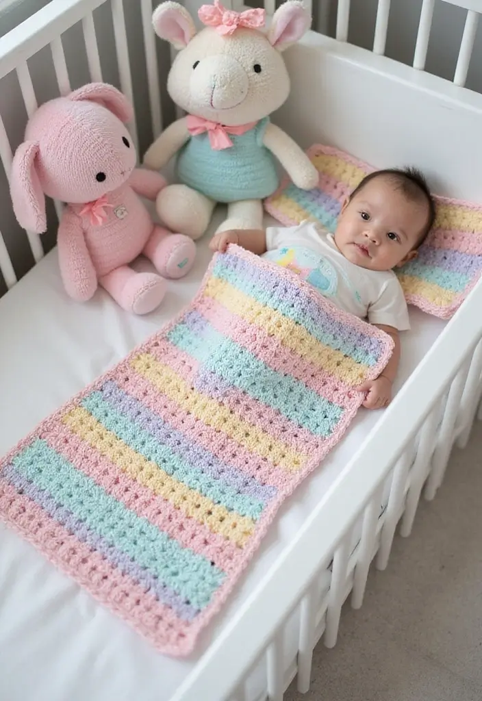 25 Adorable and Easy Crochet Baby Blanket Free Pattern Inspirations - 16. Snuggle Stripes