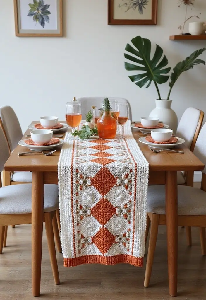 25 Beautiful Caminos de Mesa a Crochet Patrones Ideas for Cozy Home Décor - 10. Geometric Fun: Modern Patterns