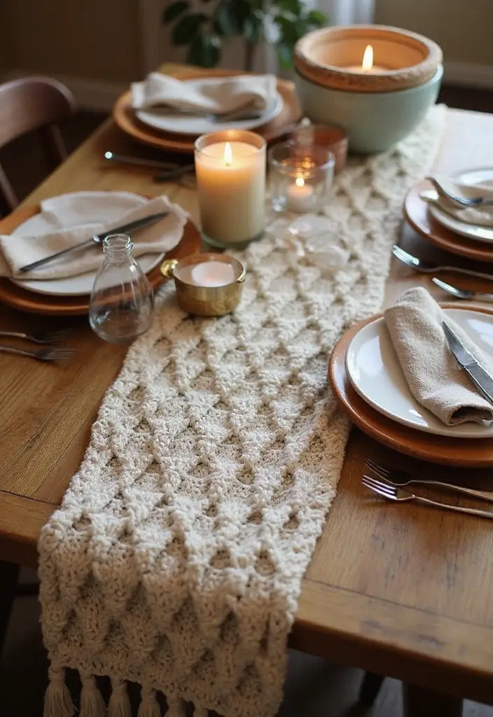 25 Beautiful Caminos de Mesa a Crochet Patrones Ideas for Cozy Home Décor - 12. Cozy Texture: The Cable Knit Look
