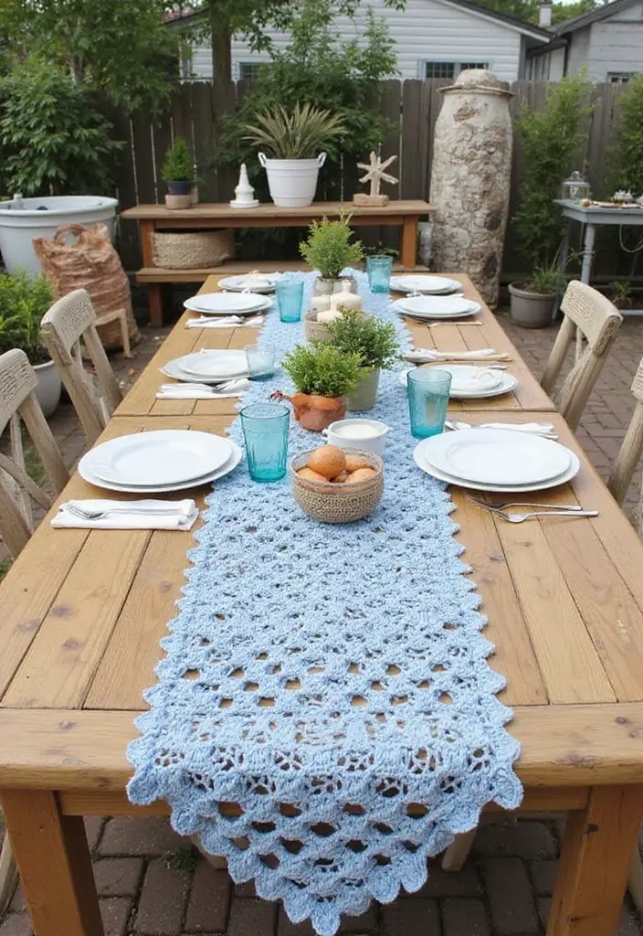 25 Beautiful Caminos de Mesa a Crochet Patrones Ideas for Cozy Home Décor - 13. Coastal Charm: Nautical Patterns