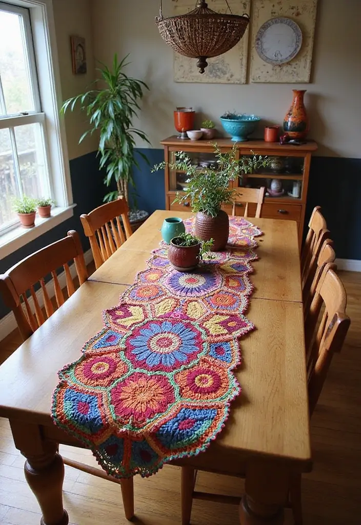 25 Beautiful Caminos de Mesa a Crochet Patrones Ideas for Cozy Home Décor - 15. Artistic Expression: Freeform Crochet