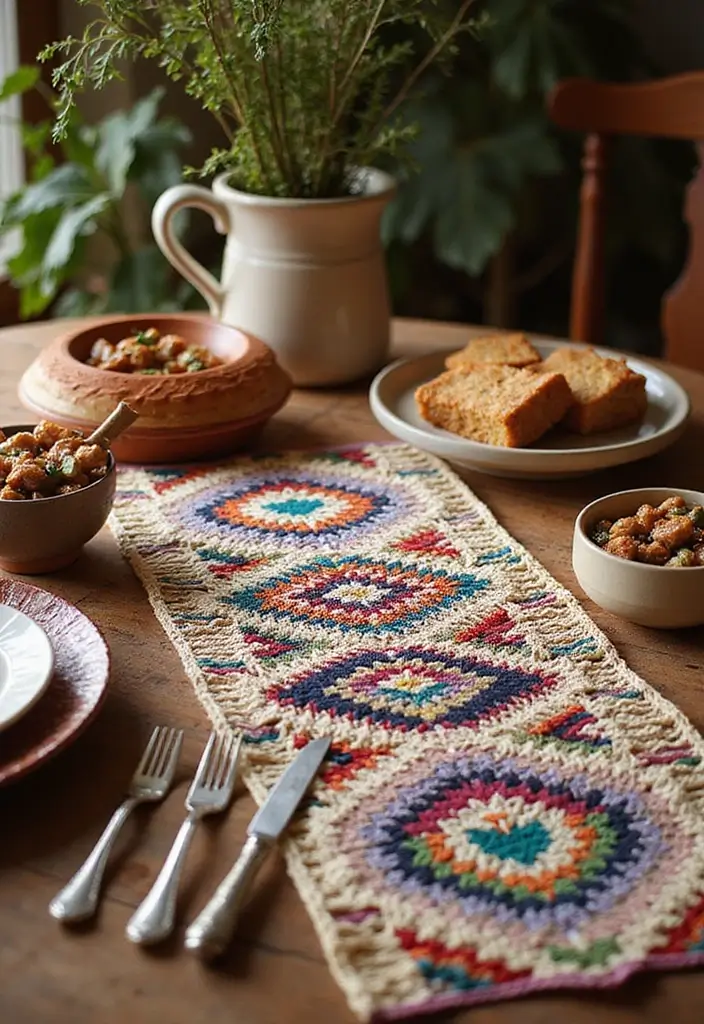 25 Beautiful Caminos de Mesa a Crochet Patrones Ideas for Cozy Home Décor - 17. Cultural Heritage: Ethnic Patterns