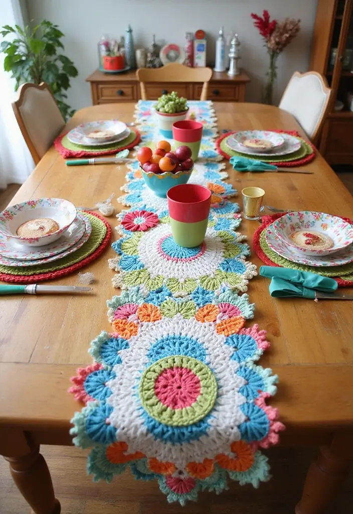 25 Beautiful Caminos de Mesa a Crochet Patrones Ideas for Cozy Home Décor - 18. Celebratory Vibes: Birthday Patterns