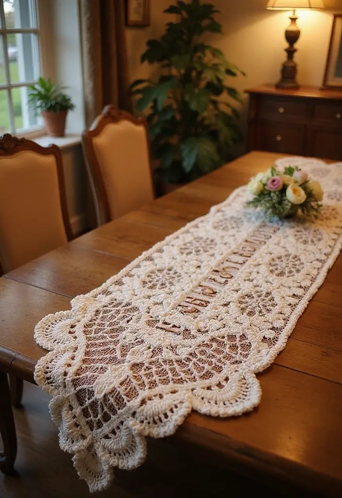 25 Beautiful Caminos de Mesa a Crochet Patrones Ideas for Cozy Home Décor - 22. Customize Your Style: Personalized Name Runners