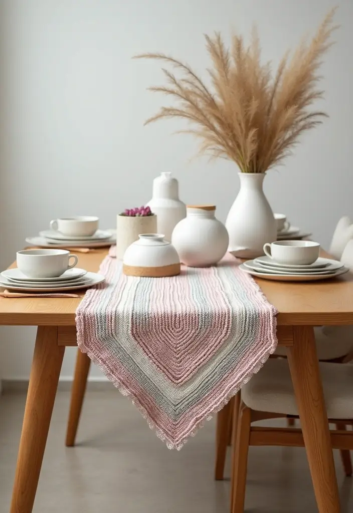 25 Beautiful Caminos de Mesa a Crochet Patrones Ideas for Cozy Home Décor - 4. Minimalist Modern: The Simple Stripe