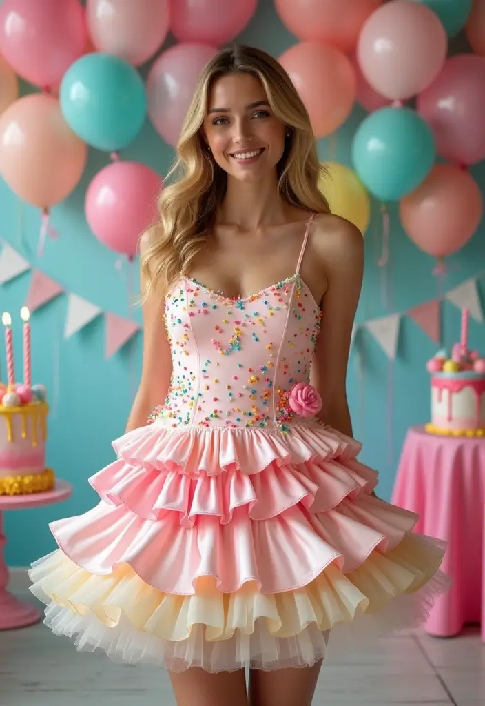 25 Crochet Baby Dress Free Patterns: Adorable Outfits for Newborns - 16. Birthday Cake Dress