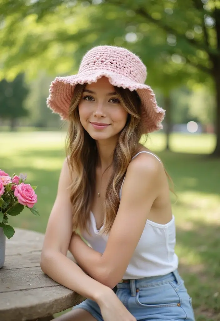 25 Crochet Bucket Hat Free Patterns: Trendy and Fun for Summer - 13. Layered Ruffle Bucket Hat