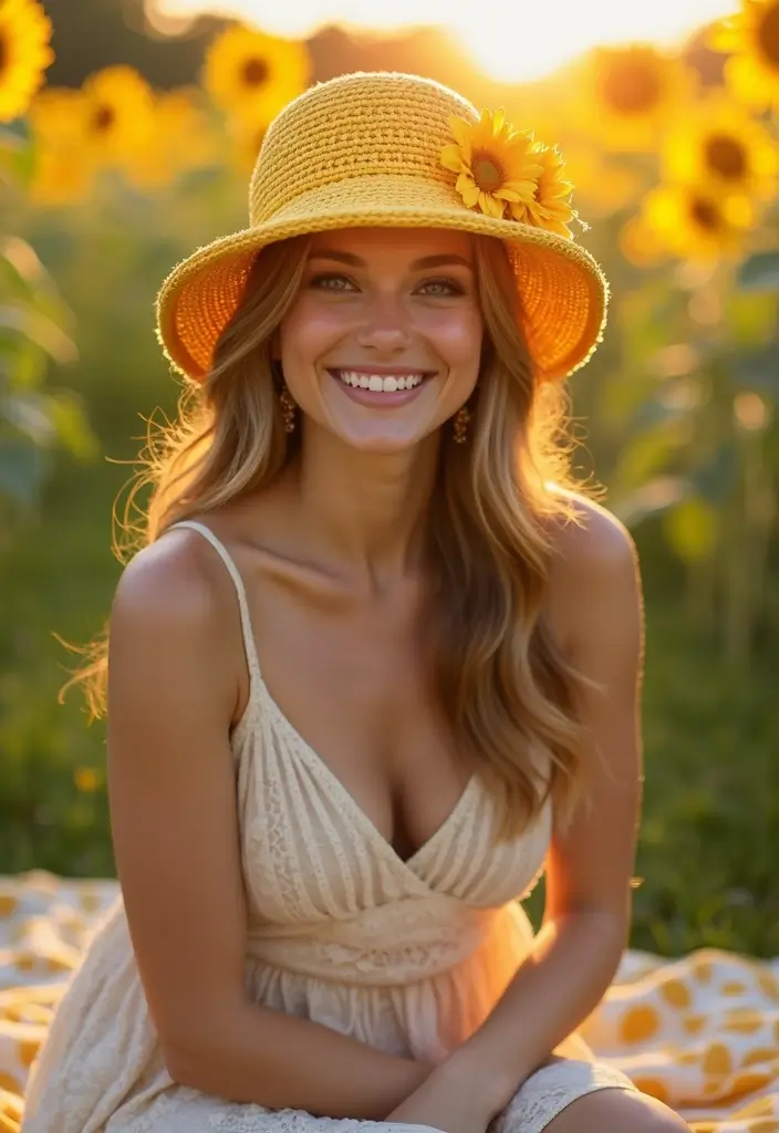 25 Crochet Bucket Hat Free Patterns: Trendy and Fun for Summer - 17. Sunflower Bucket Hat
