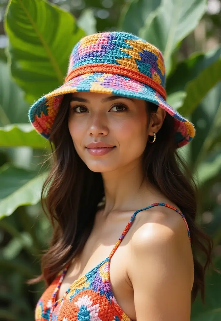 25 Crochet Bucket Hat Free Patterns: Trendy and Fun for Summer - 6. Animal Print Bucket Hat