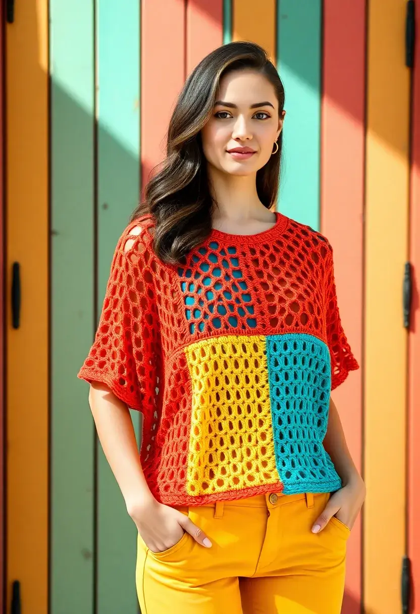 25 Crochet Summer Tops Free Patterns Perfect for Hot Days - 14. Playful Colorblock Top