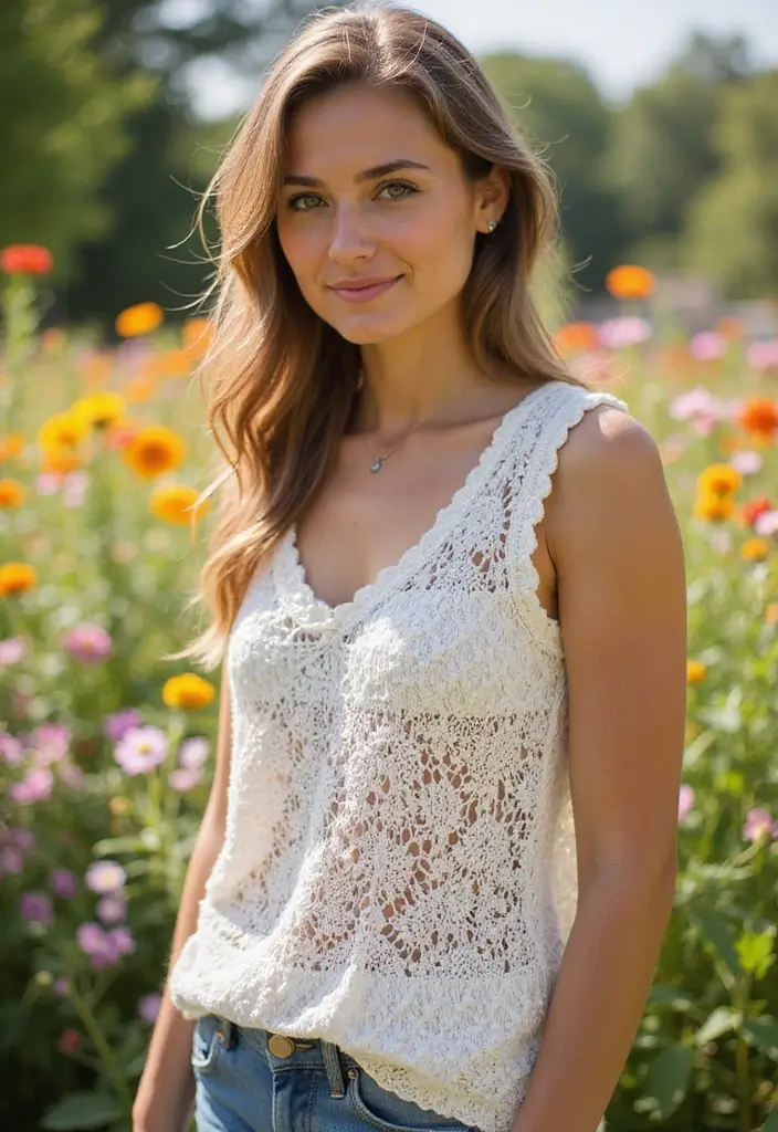 25 Crochet Tank Top Free Pattern Styles for Summer Outfits - 22. Summer Breeze Tank