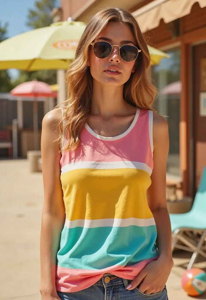 25 Crochet Tank Top Free Pattern Styles for Summer Outfits - 6. Retro Striped Tank