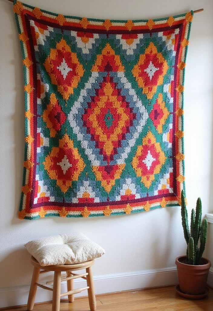 25 Crochet Tapestry Pattern Free Charts for Wall Art Lovers - 1. Geometric Dreams
