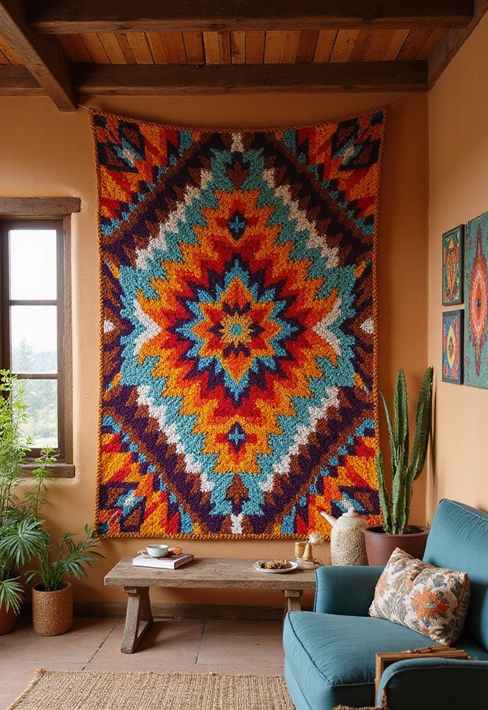 25 Crochet Tapestry Pattern Free Charts for Wall Art Lovers - 14. Southwestern Spirit