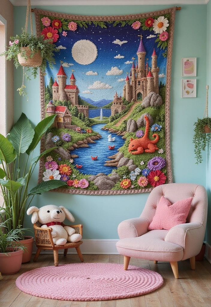 25 Crochet Tapestry Pattern Free Charts for Wall Art Lovers - 15. Fantasy Landscapes
