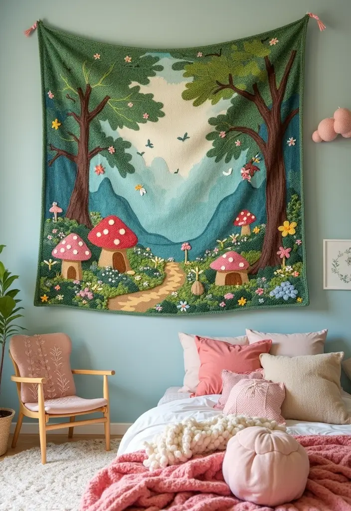 25 Crochet Tapestry Pattern Free Charts for Wall Art Lovers - 17. Fairytale Forest