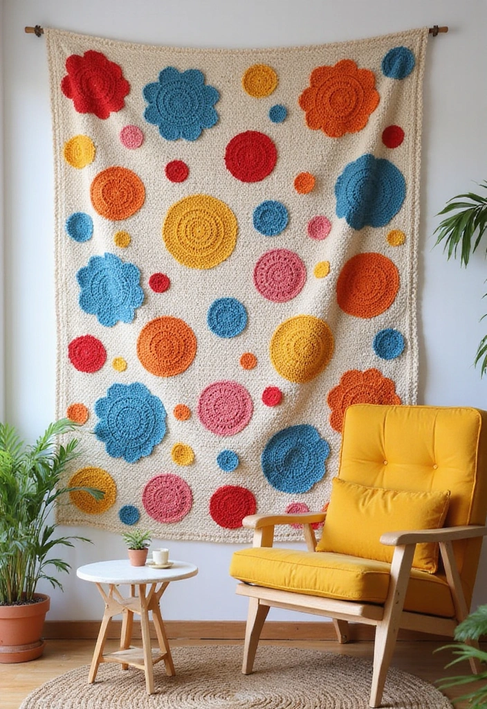 25 Crochet Tapestry Pattern Free Charts for Wall Art Lovers - 22. Playful Polka Dots