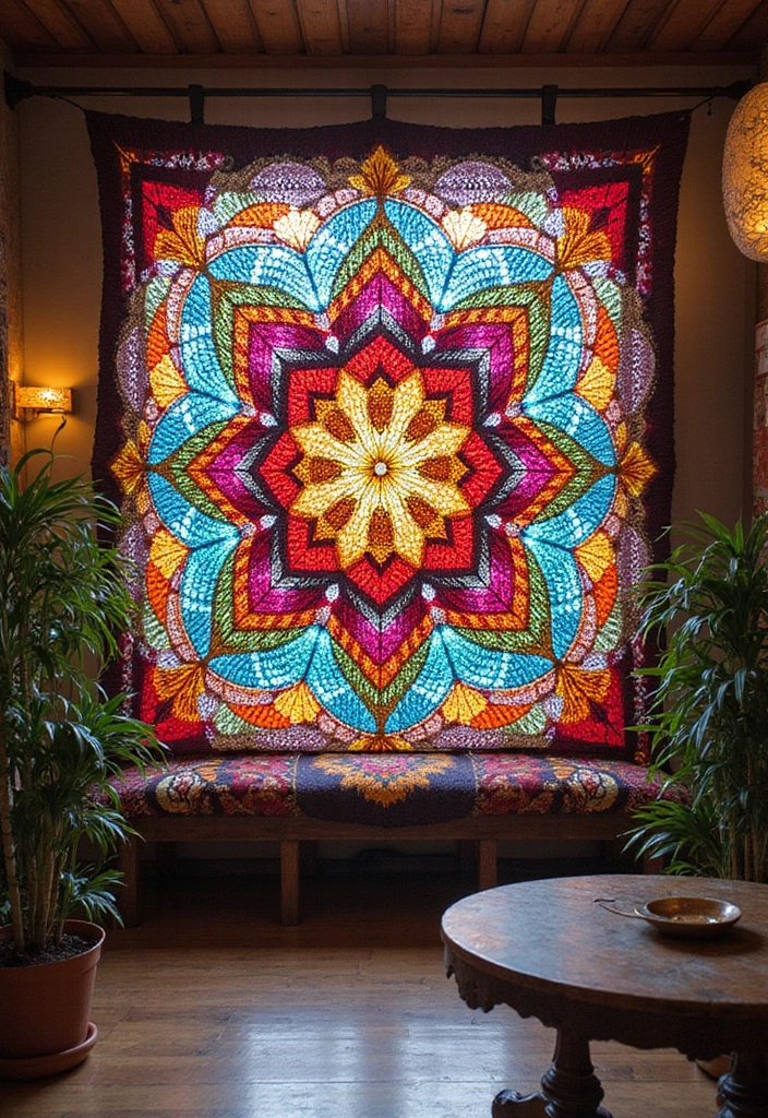 25 Crochet Tapestry Pattern Free Charts for Wall Art Lovers - 24. Stained Glass Effect