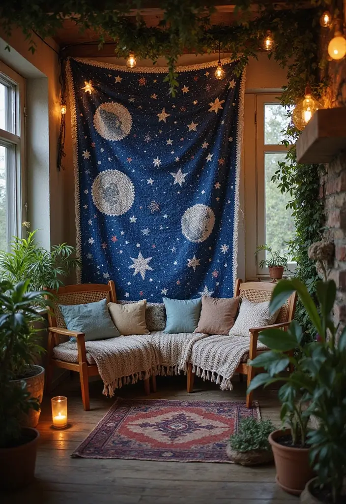 25 Crochet Tapestry Pattern Free Charts for Wall Art Lovers - 25. Celestial Patterns