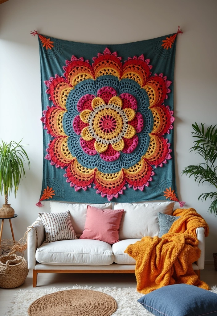 25 Crochet Tapestry Pattern Free Charts for Wall Art Lovers - 3. Mandala Magic
