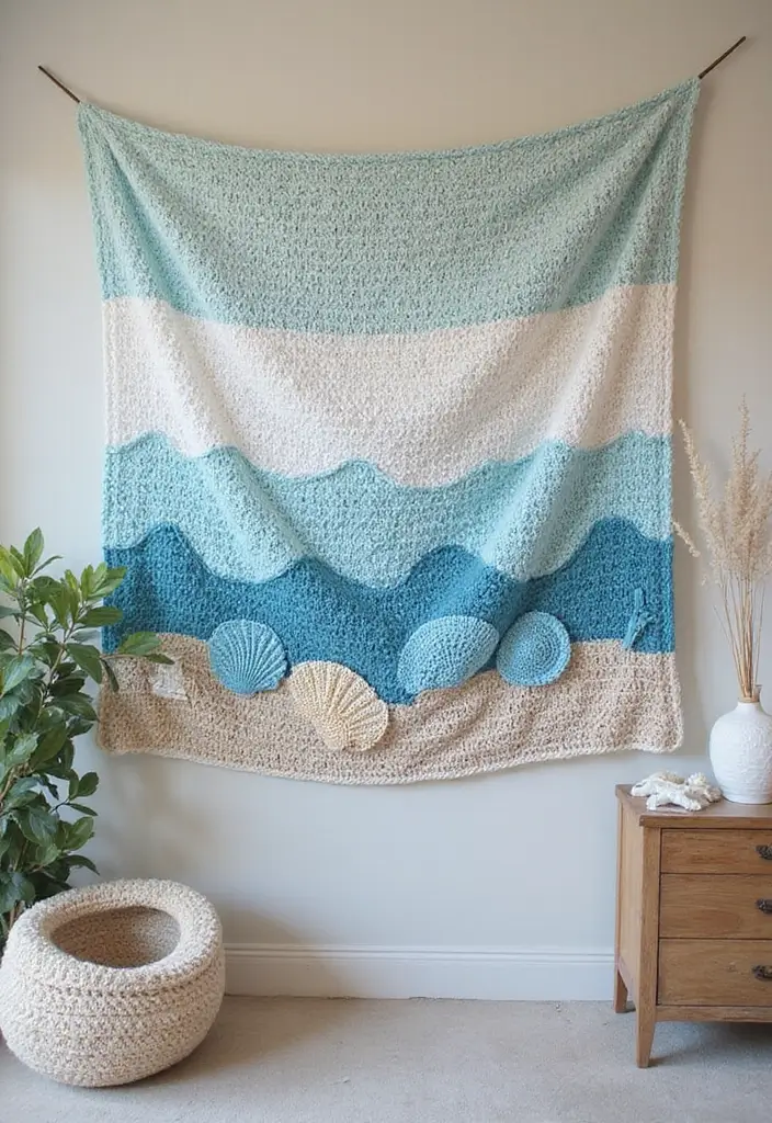 25 Crochet Tapestry Pattern Free Charts for Wall Art Lovers - 6. Ocean Vibes