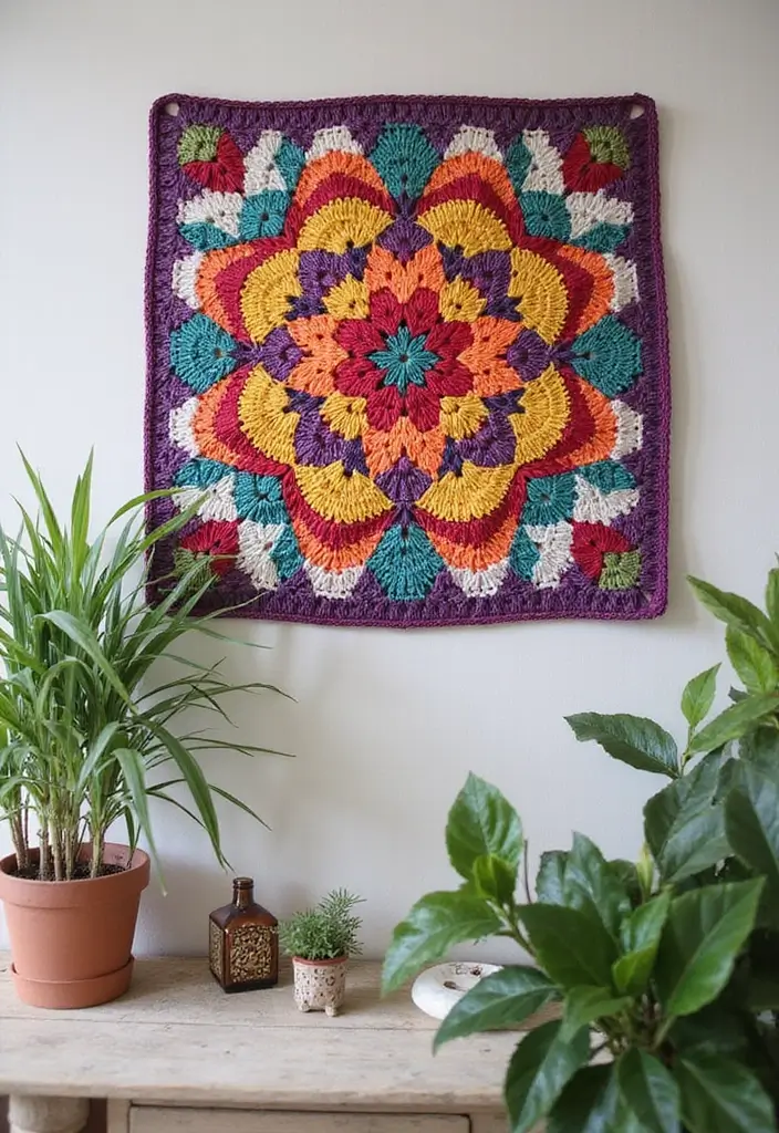 25 Granny Square Crochet Patterns: Free Designs for Colorful Projects - 10. Granny Square Wall Art