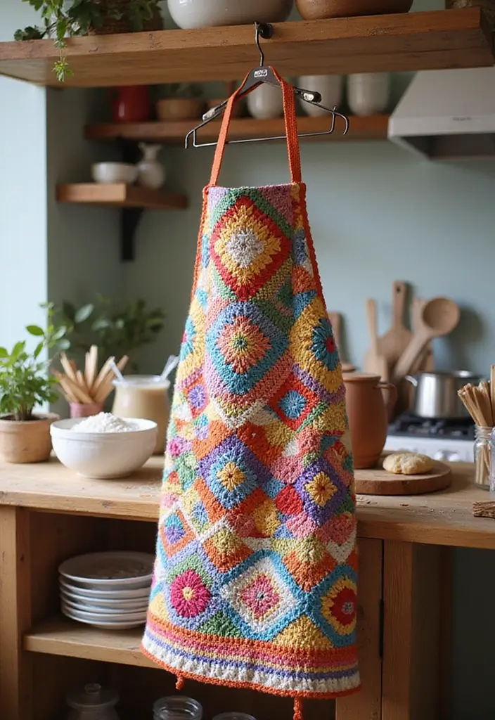 25 Granny Square Crochet Patterns: Free Designs for Colorful Projects - 17. Granny Square Apron