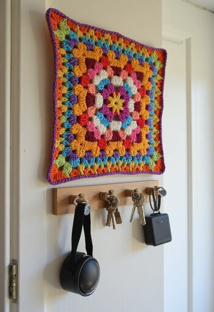 25 Granny Square Crochet Patterns: Free Designs for Colorful Projects - 24. Granny Square Key Holder