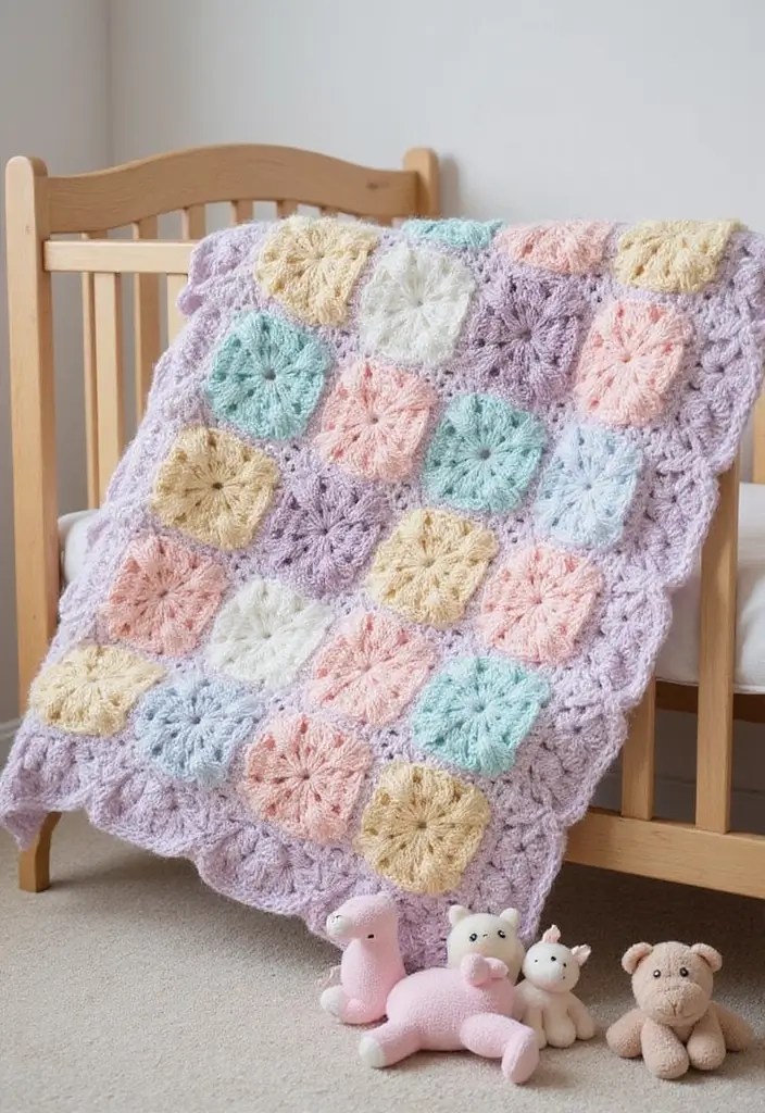 25 Granny Square Crochet Patterns: Free Designs for Colorful Projects - 5. Baby Granny Square Blanket