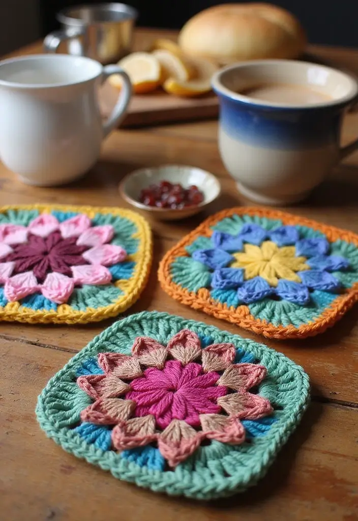 25 Granny Square Crochet Patterns: Free Designs for Colorful Projects - 6. Granny Square Coasters