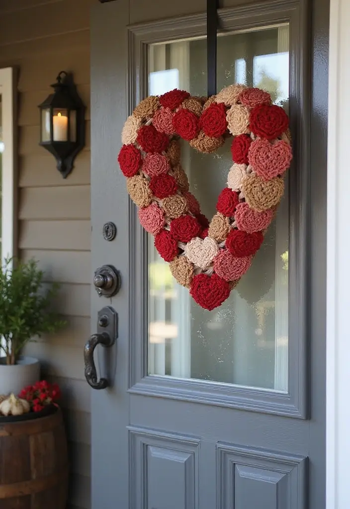 25 Quick and Easy Tutorials on How to Crochet a Heart - 12. Crochet Heart Wreath