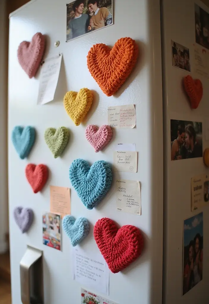 25 Quick and Easy Tutorials on How to Crochet a Heart - 14. Heart Magnet