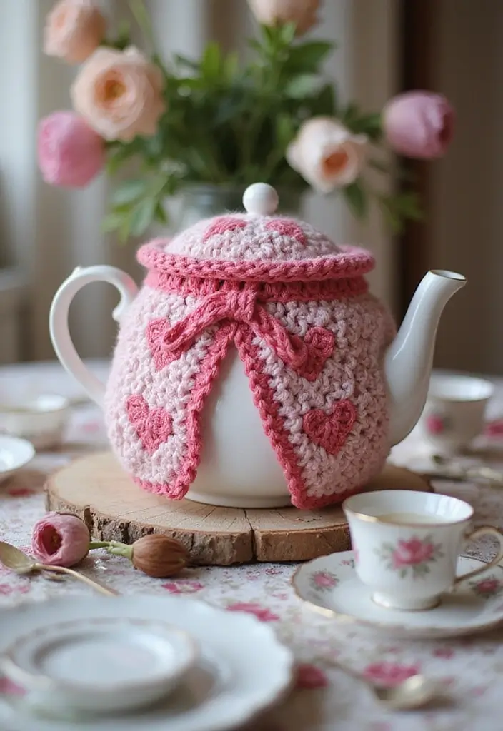 25 Quick and Easy Tutorials on How to Crochet a Heart - 16. Heart Tea Cozy