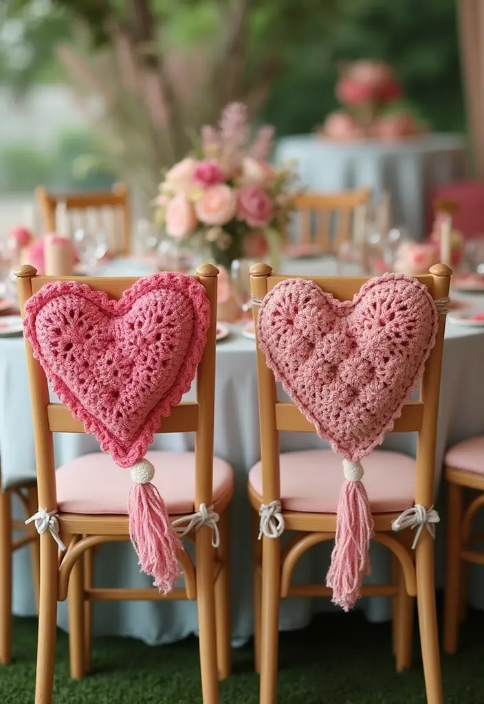 25 Quick and Easy Tutorials on How to Crochet a Heart - 19. Heart Chair Decorations
