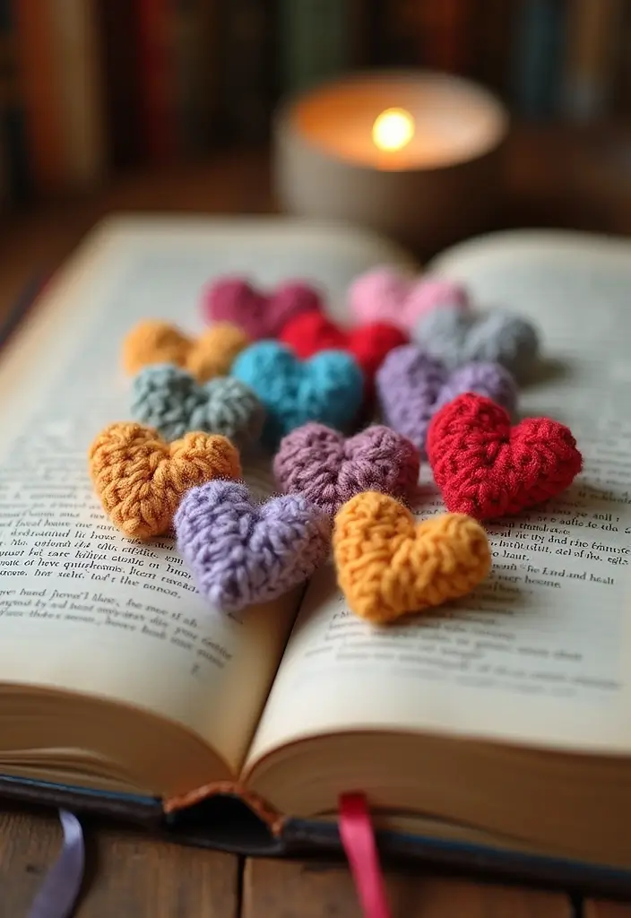 25 Quick and Easy Tutorials on How to Crochet a Heart - 6. Heart Bookmarks