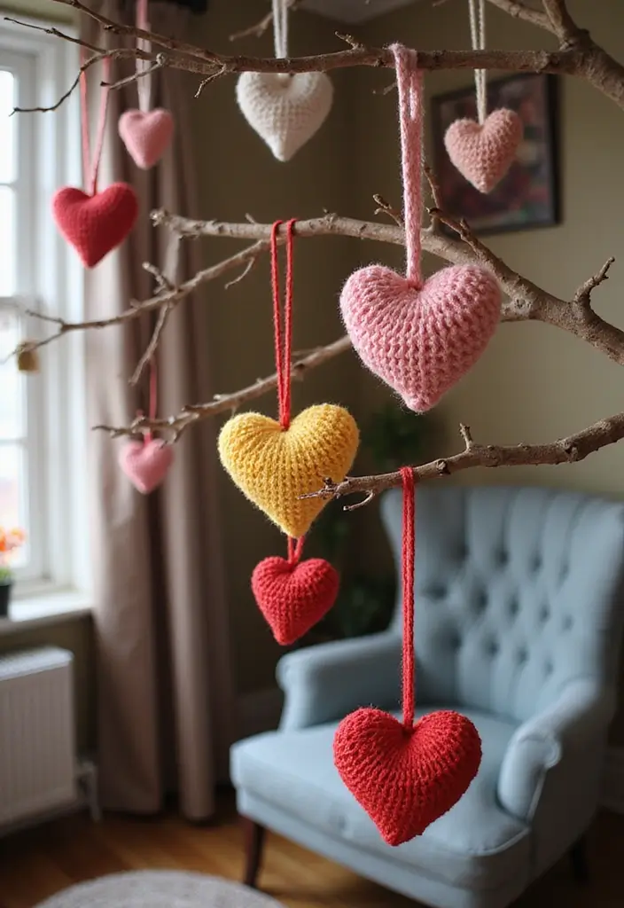 25 Quick and Easy Tutorials on How to Crochet a Heart - 8. Hanging Heart Ornaments