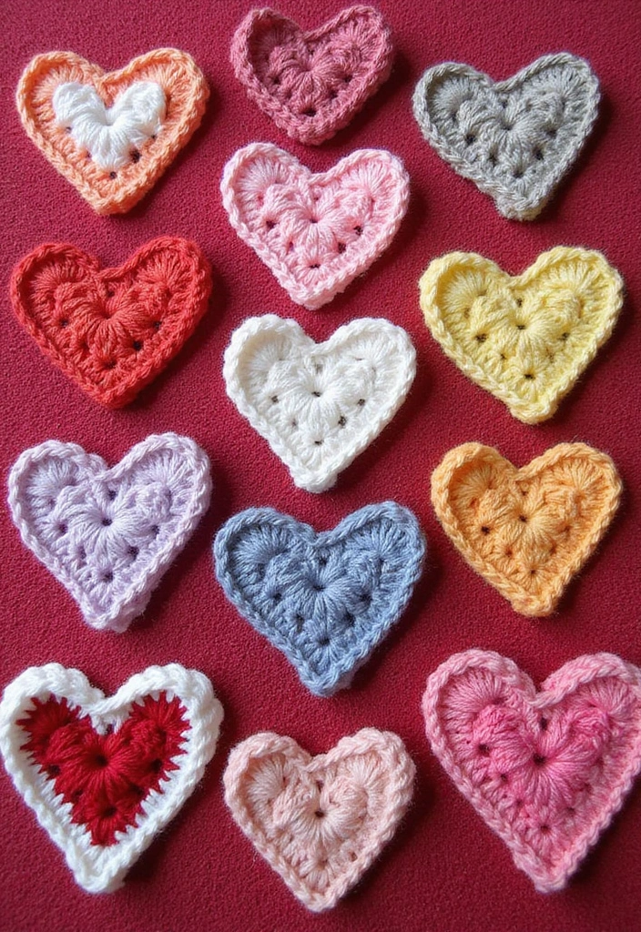 25 Quick and Easy Tutorials on How to Crochet a Heart - 9. Heart Appliques
