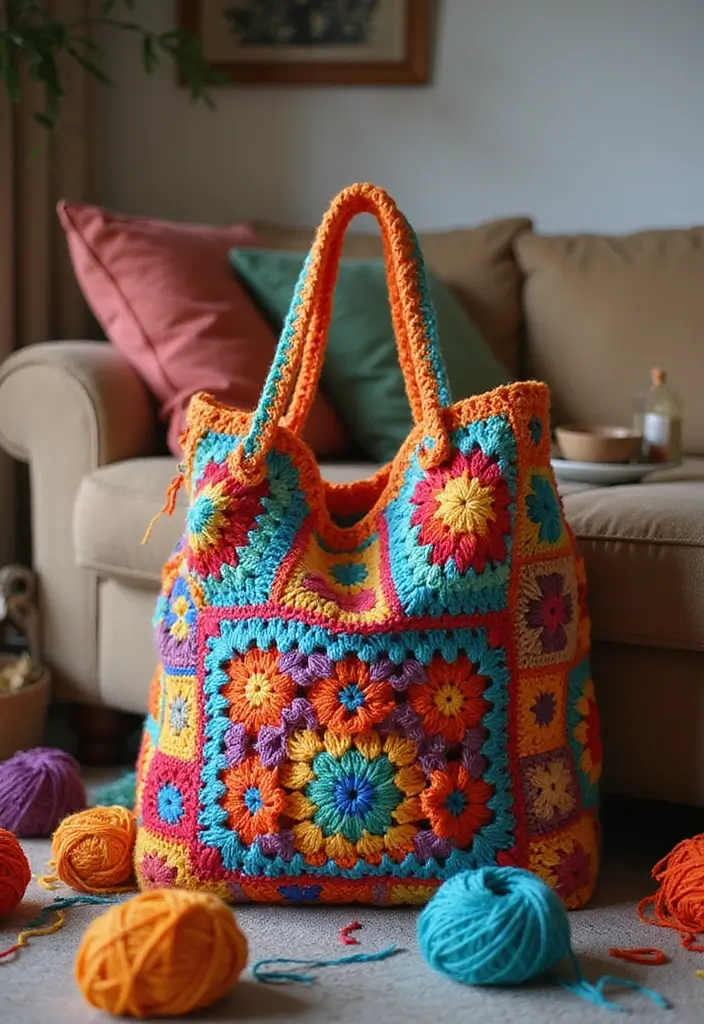 25 Sacs à Main au Crochet Élégants et Faciles à Confectionner - 10. Sac à Main en Granny Square