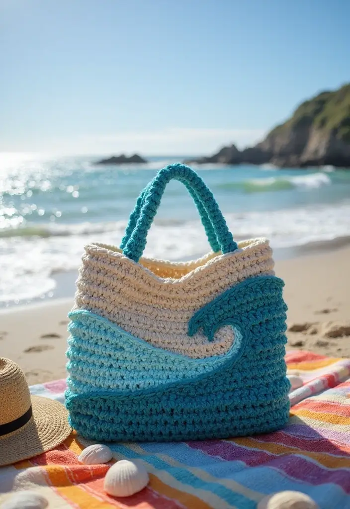 25 Sacs à Main au Crochet Élégants et Faciles à Confectionner - 18. Sac à Main en Vague