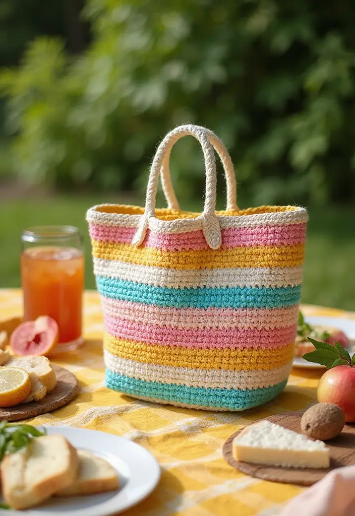 25 Sacs à Main au Crochet Élégants et Faciles à Confectionner - 19. Sac à Main en Stripes
