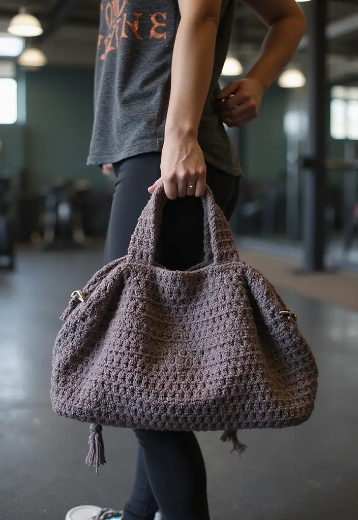 25 Tutoriels de Sacs en Crochet Simples pour Débutants Créatifs - 12. Sac de Sport au Crochet