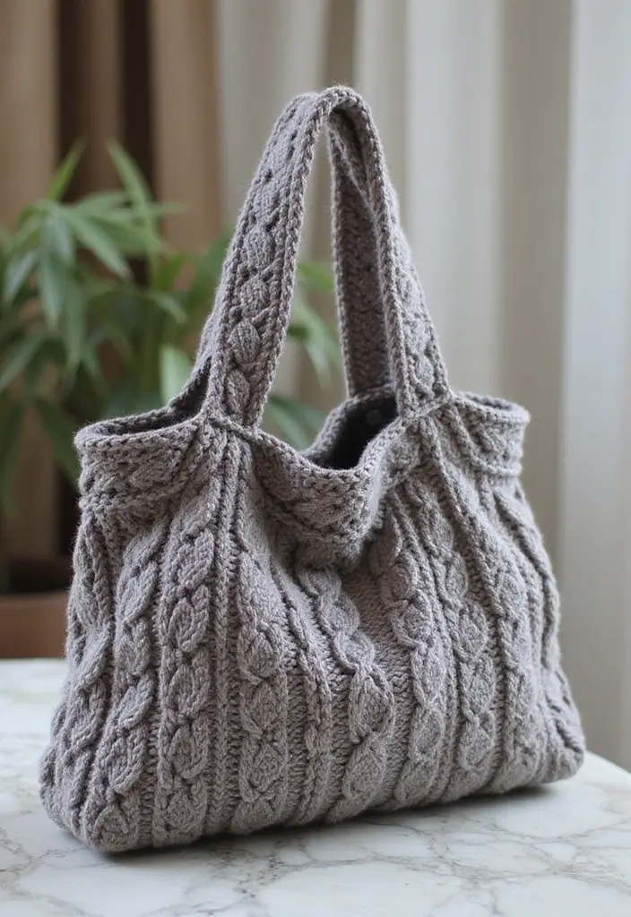 25 Tutoriels de Sacs en Crochet Simples pour Débutants Créatifs - 15. Sac à Main à Câbles