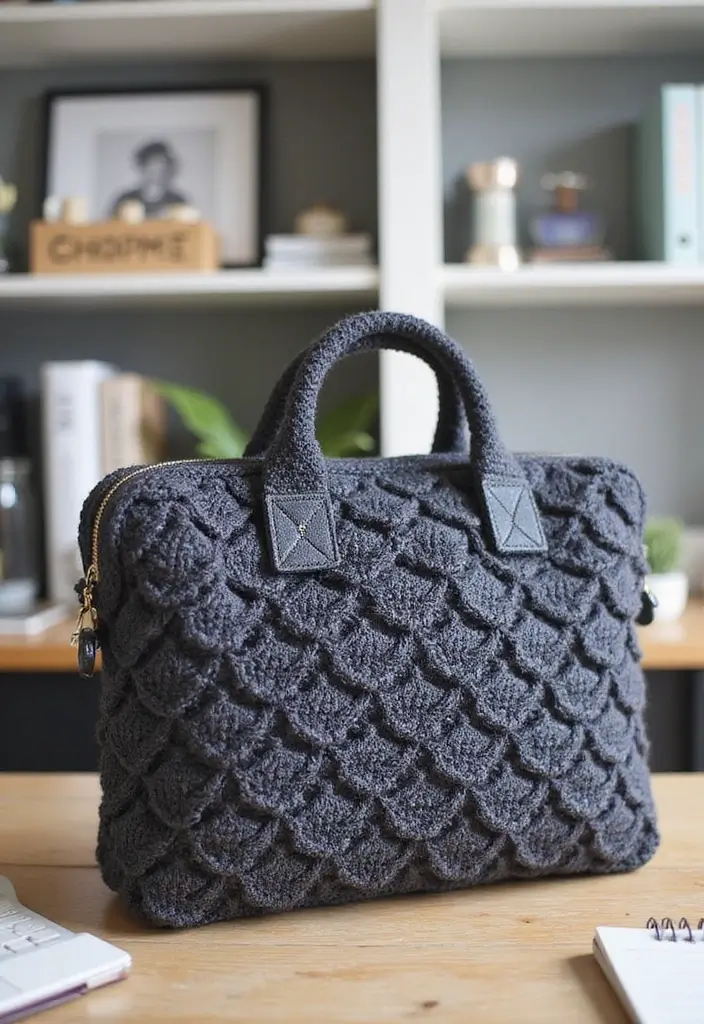 25 Tutoriels de Sacs en Crochet Simples pour Débutants Créatifs - 19. Sac d'Ordinateur Portable