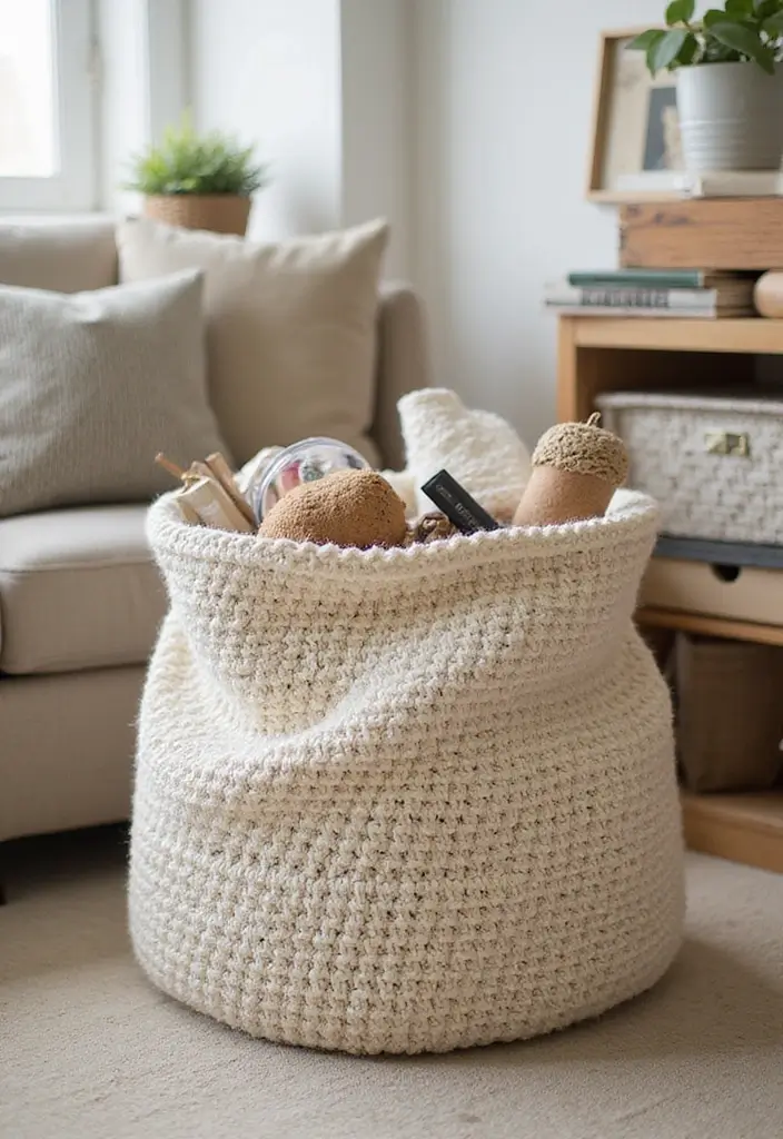 25 Tutoriels de Sacs en Crochet Simples pour Débutants Créatifs - 24. Sac de Rangement
