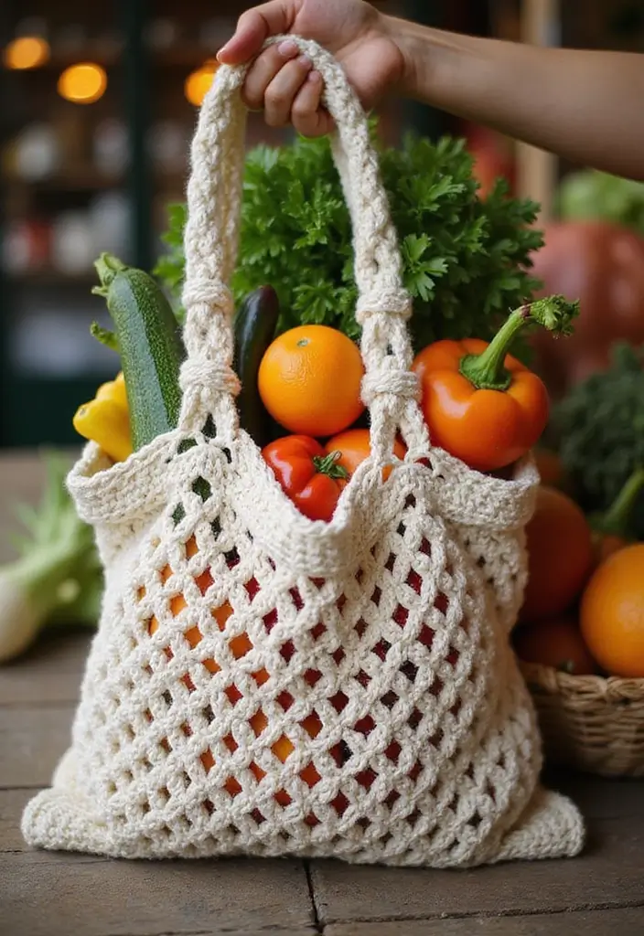 25 Tutoriels de Sacs en Crochet Simples pour Débutants Créatifs - 25. Sac de Courses Élégant
