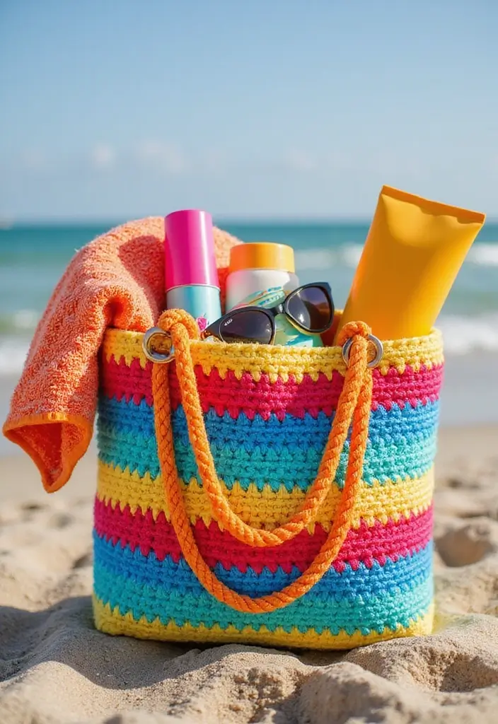 25 Tutoriels de Sacs en Crochet Simples pour Débutants Créatifs - 4. Sac de Plage Coloré